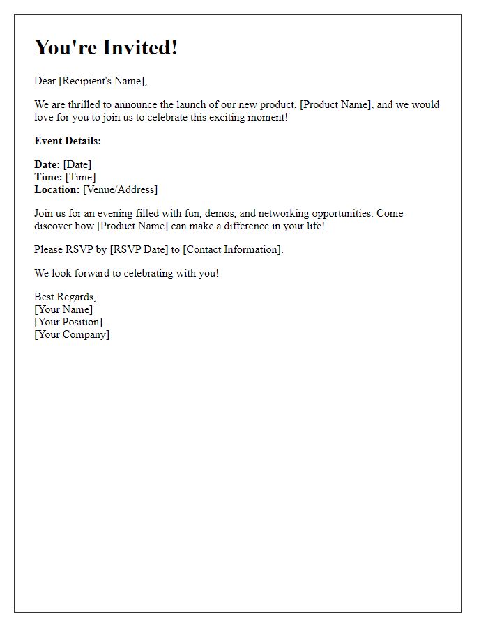 Letter template of product launch event invitation