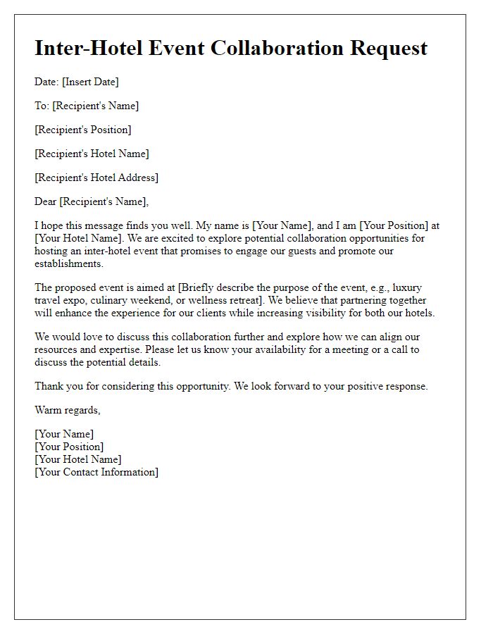 Letter template of inter-hotel event collaboration request