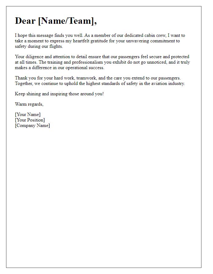 Letter template of Cabin Crew Gratitude for Safety Commitment