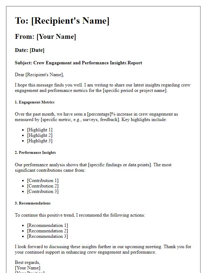 Letter template of Crew Engagement and Performance Insights