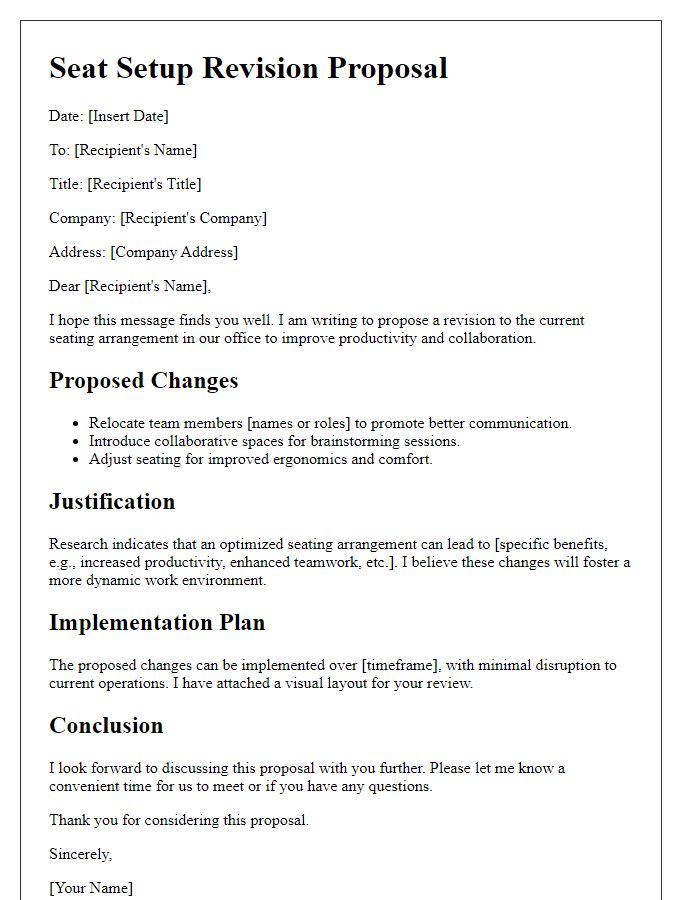 Letter template of seat setup revision proposal