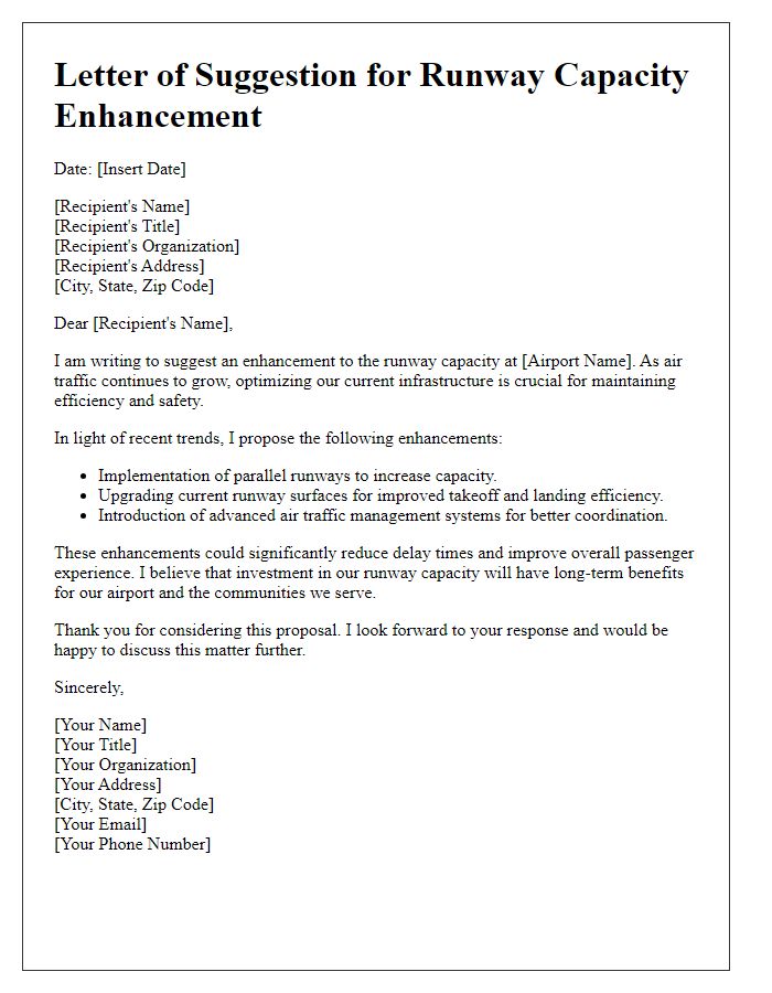 Letter template of runway capacity enhancement suggestion