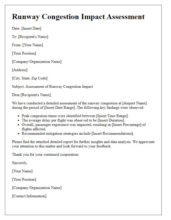 Letter template of runway congestion impact assessment