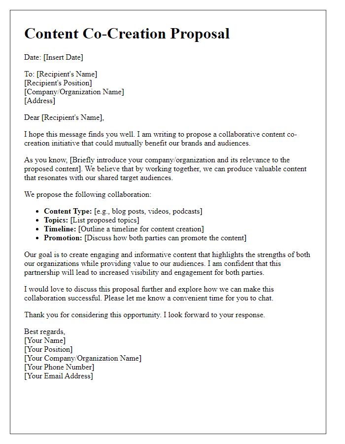 Letter template of content co-creation proposal