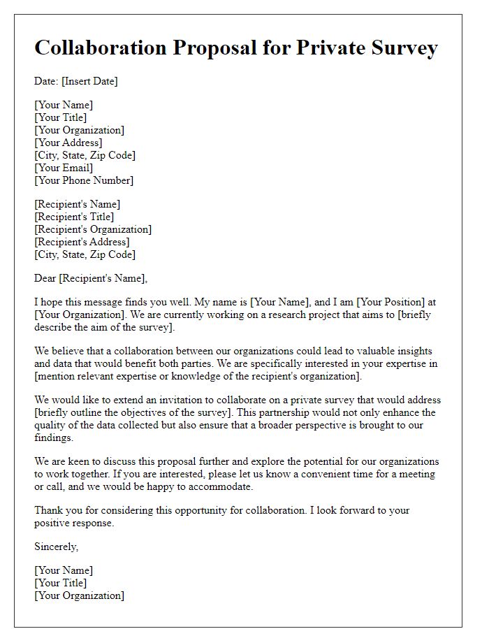 Letter template of private survey collaboration appeal