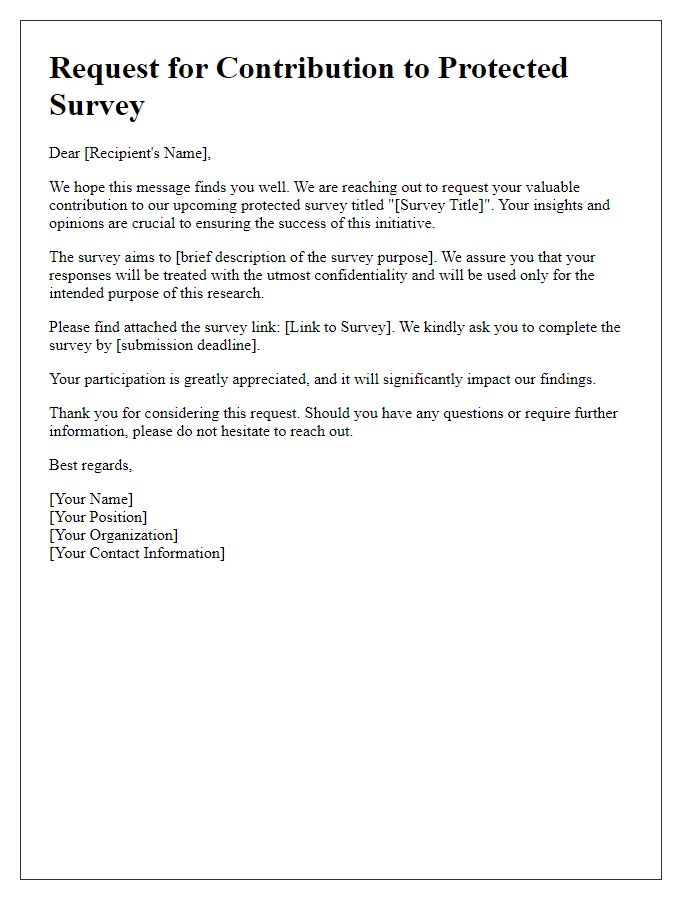 Letter template of protected survey contribution request