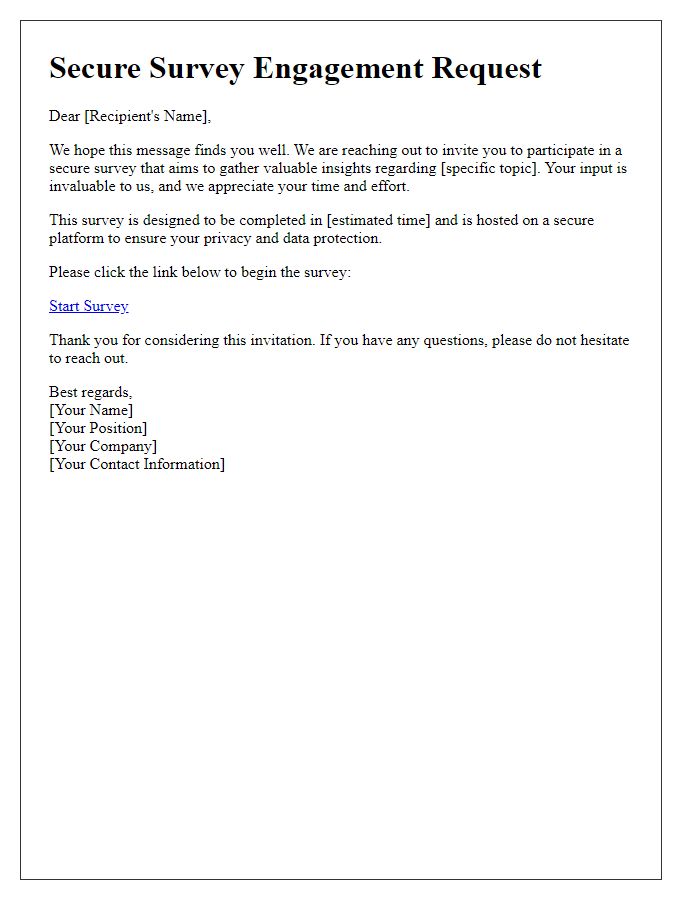 Letter template of secure survey engagement request