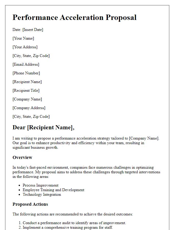 Letter template of performance acceleration proposal