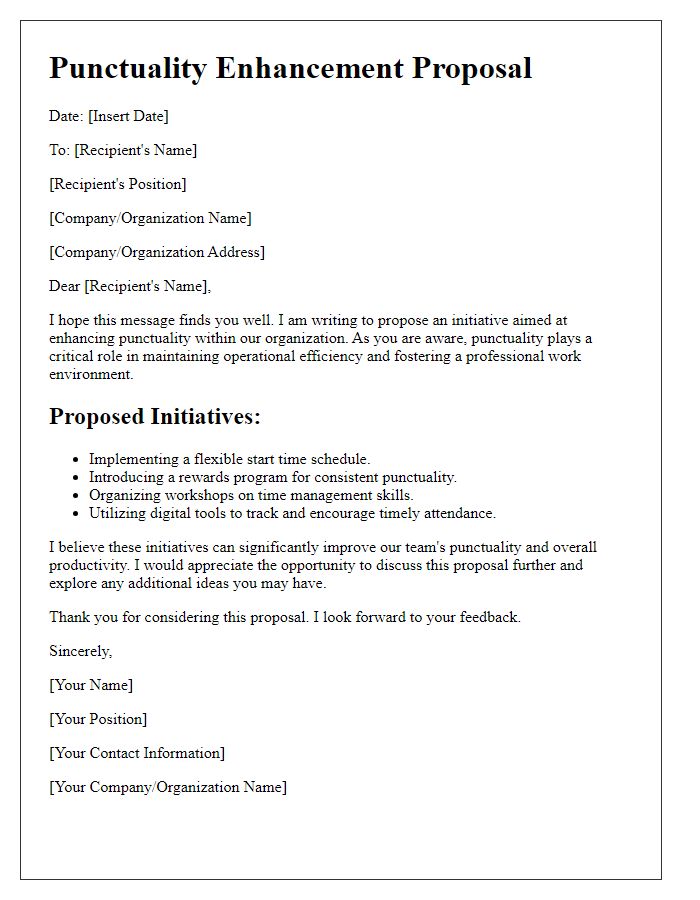 Letter template of punctuality enhancement proposal