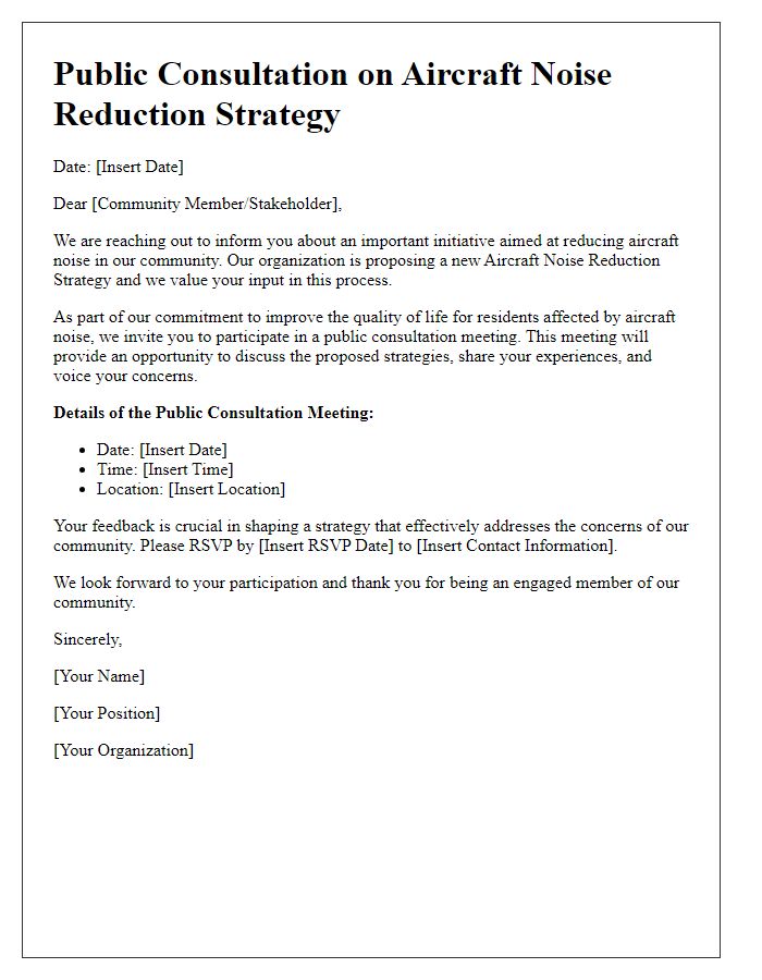 Letter template of public consultation for aircraft noise reduction strategy proposal