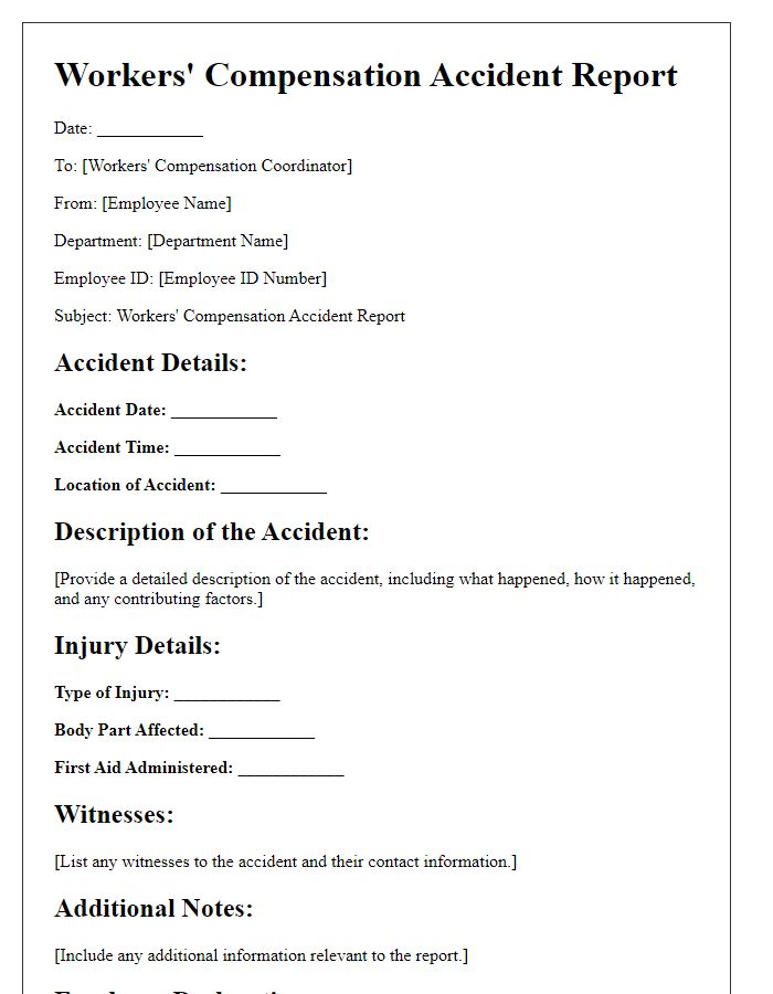 Letter template of workers' compensation accident report