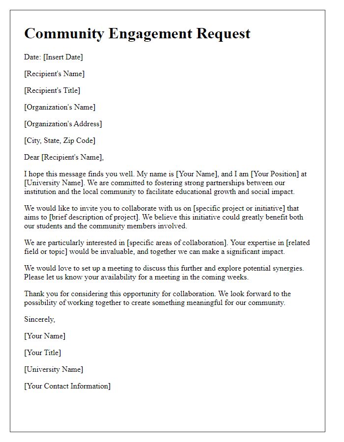 Letter template of community engagement request from university