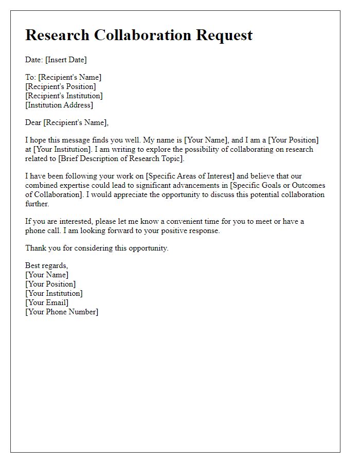 Letter template of research collaboration request