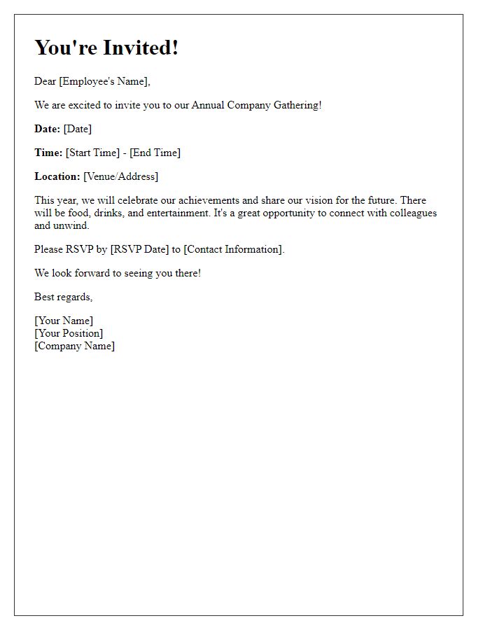 Letter template of invitation to annual company gathering