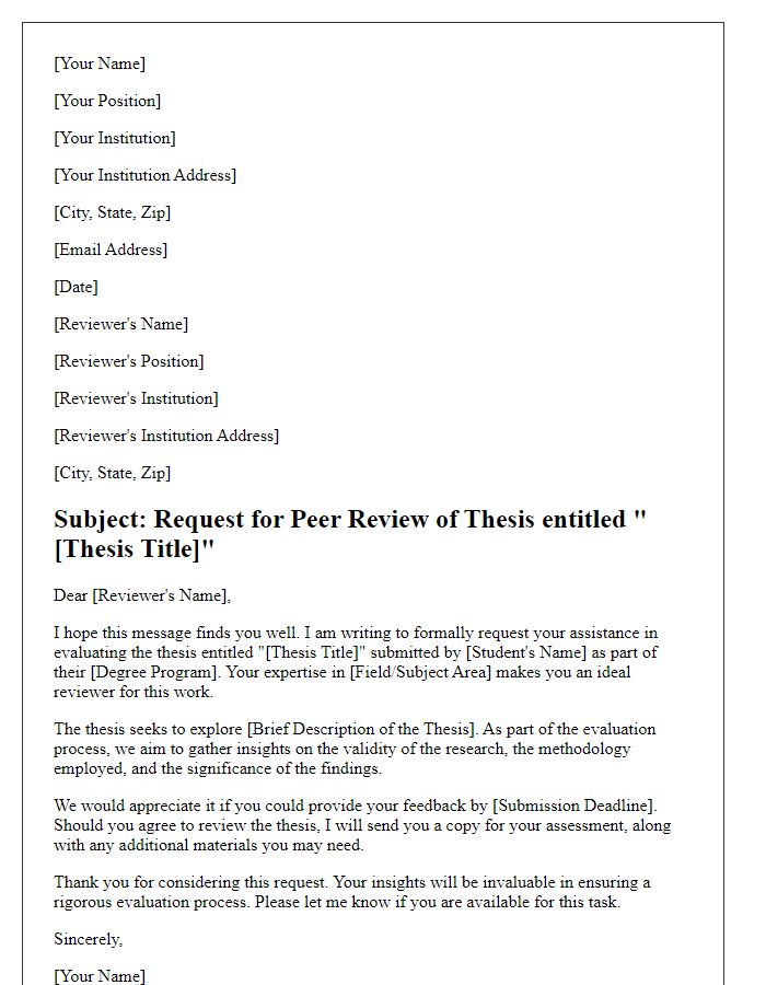 Letter template of academic peer review request for thesis evaluation