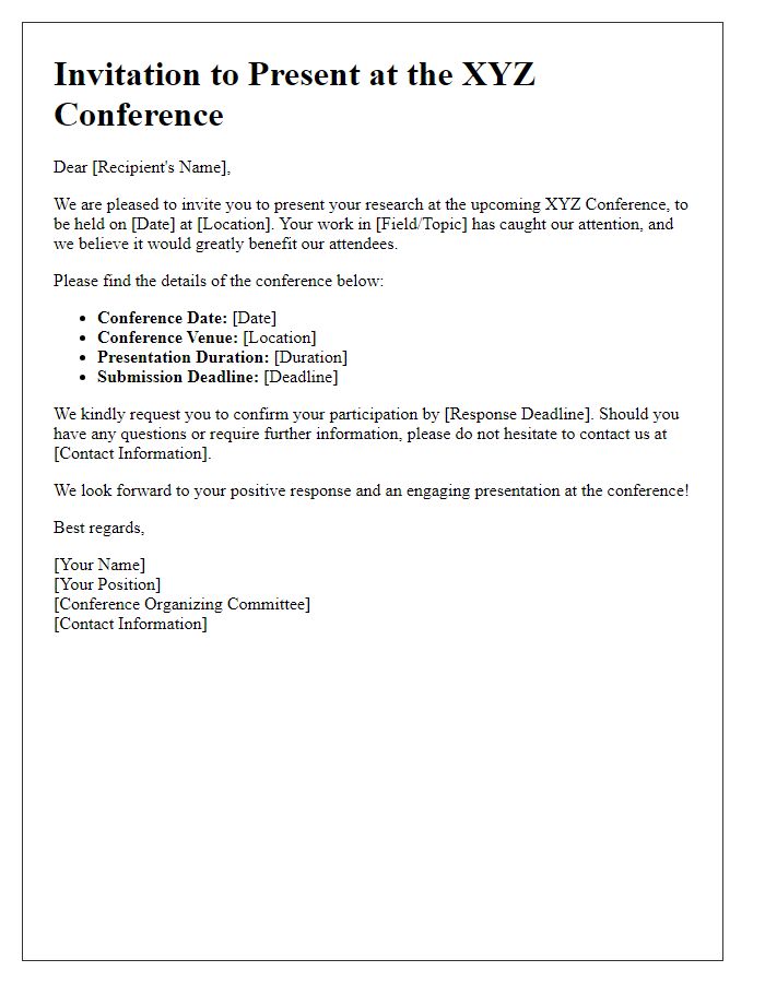 Letter template of conference research presentation invitation