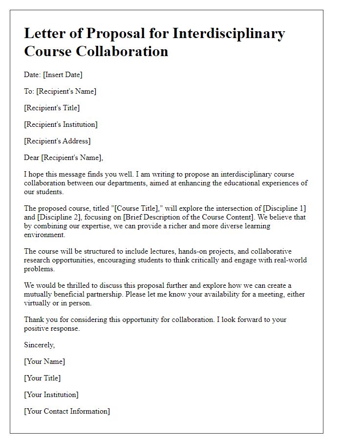 Letter template of interdisciplinary course proposal for collaboration