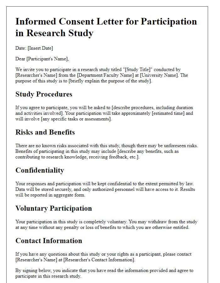 Letter template of informed consent process for university studies