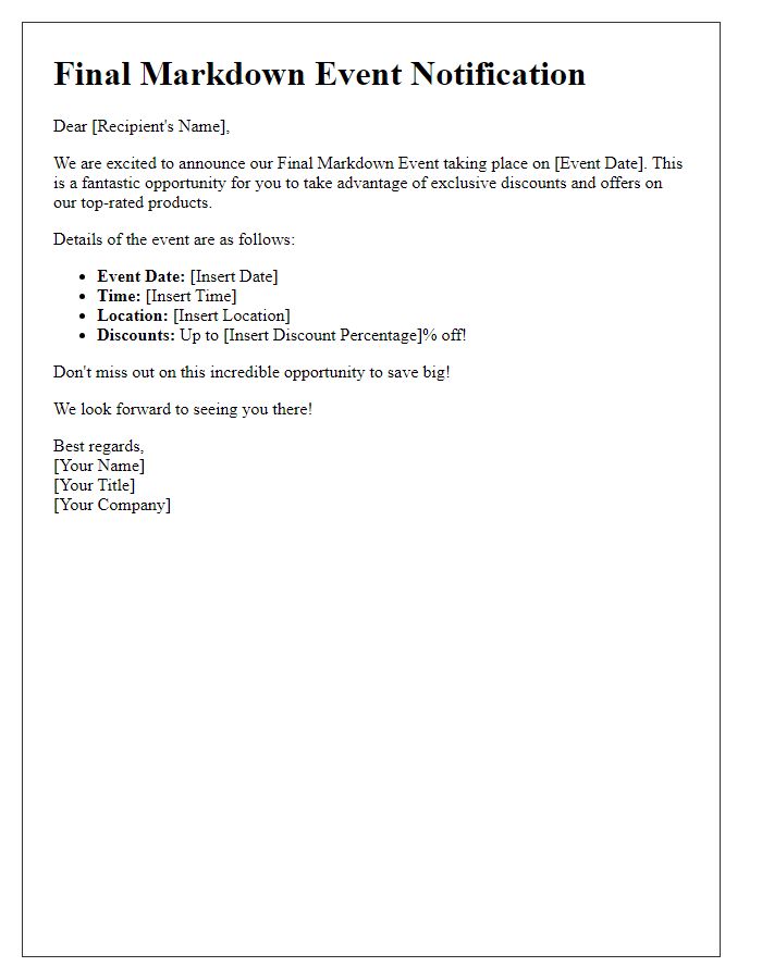 Letter template of final markdown event