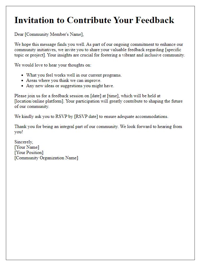 Letter template of community feedback contribution invitation