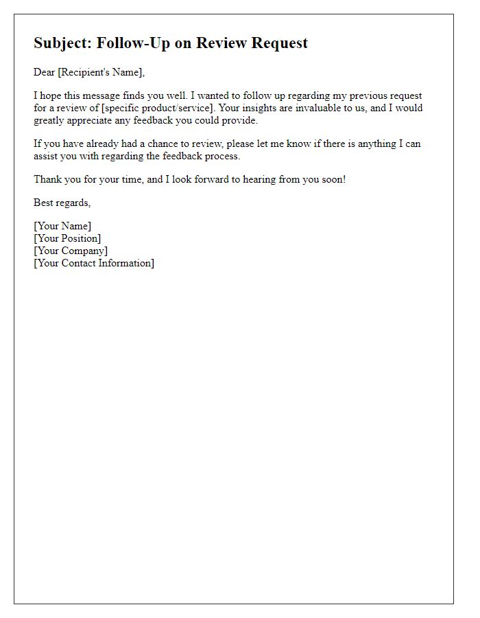 Letter template of review request follow-up