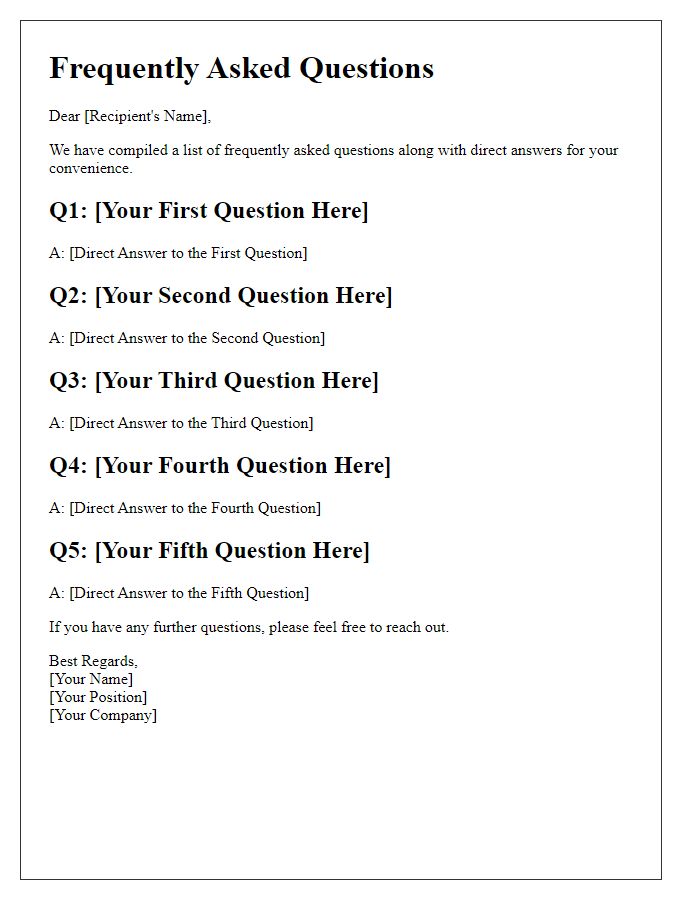 Letter template of Direct Answers to Frequent FAQs