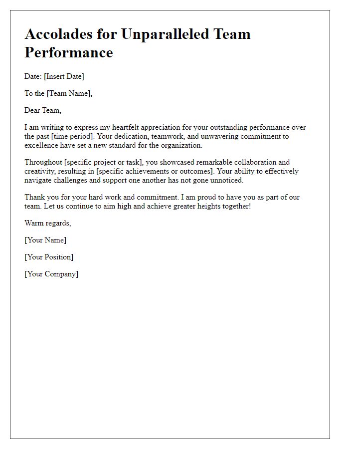 Letter template of Accolades for Unparalleled Team Performance