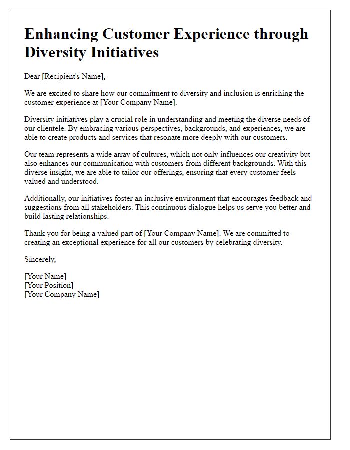 Letter template of How Diversity Initiatives Enrich Customer Experience