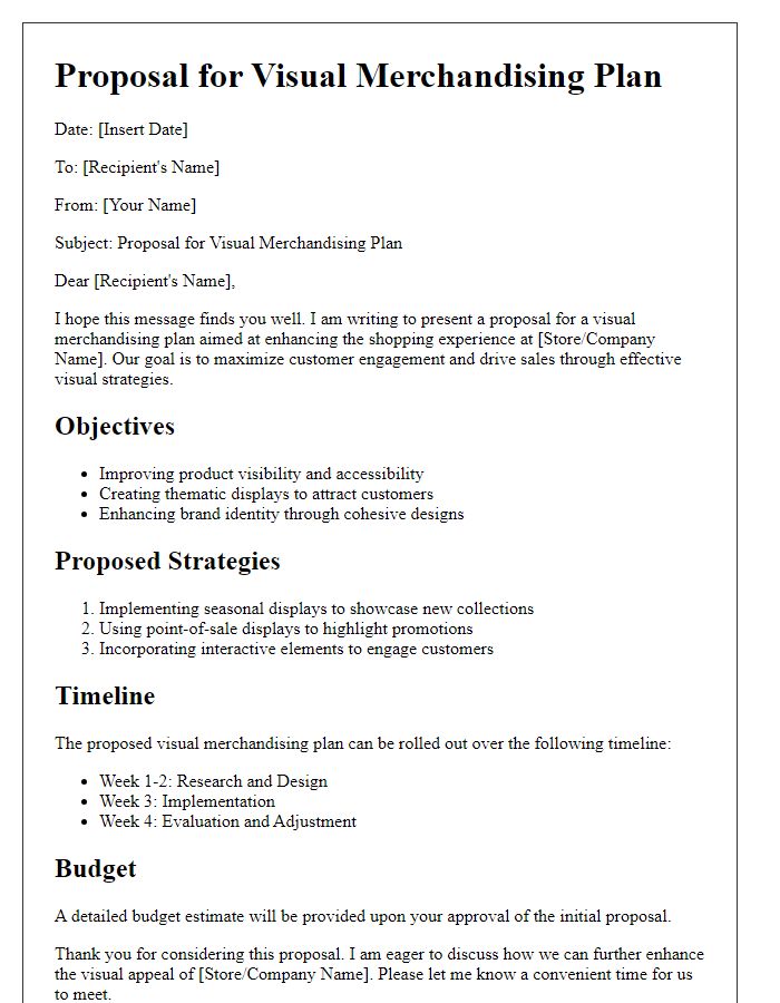 Letter template of proposal for visual merchandising plan