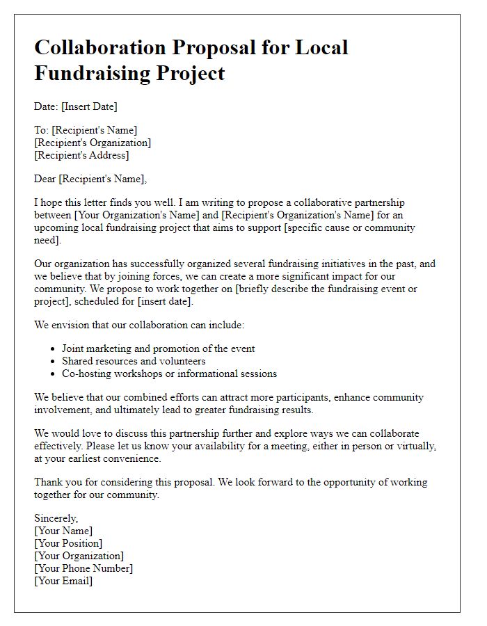 Letter template of collaboration for local fundraising projects