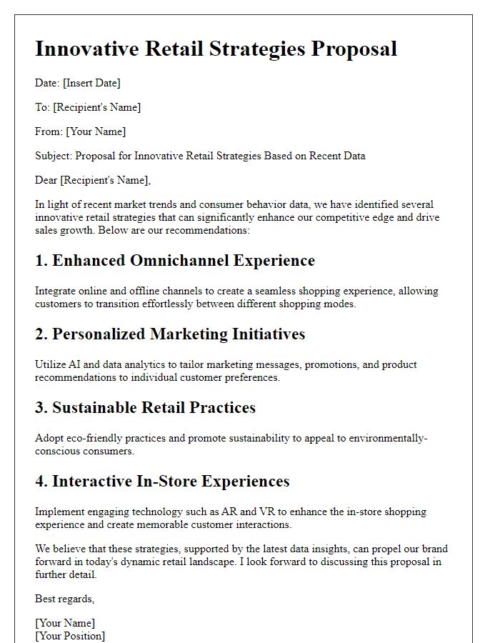 Letter template of innovative retail strategies based on recent data.