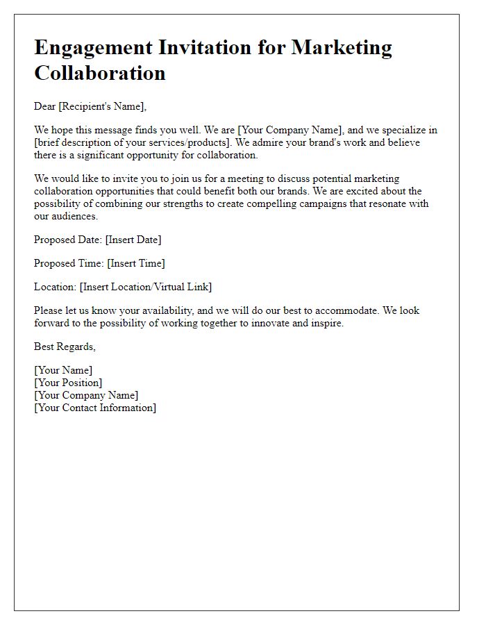 Letter template of engagement invitation for marketing collaboration