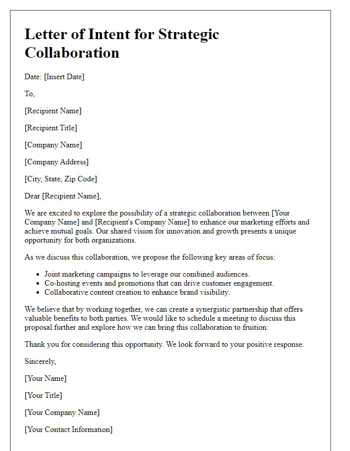 Letter template of strategic collaboration for marketing projects