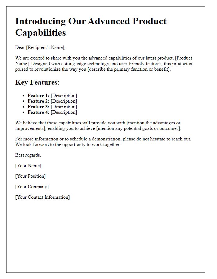 Letter template of advanced product capabilities??