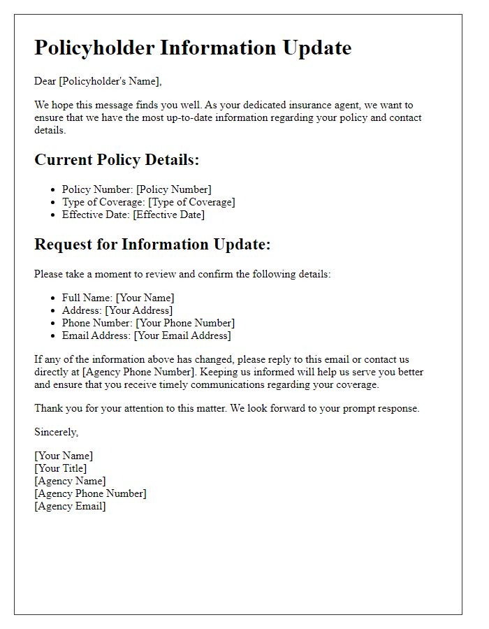 Letter template of insurance agent correspondence details refresh