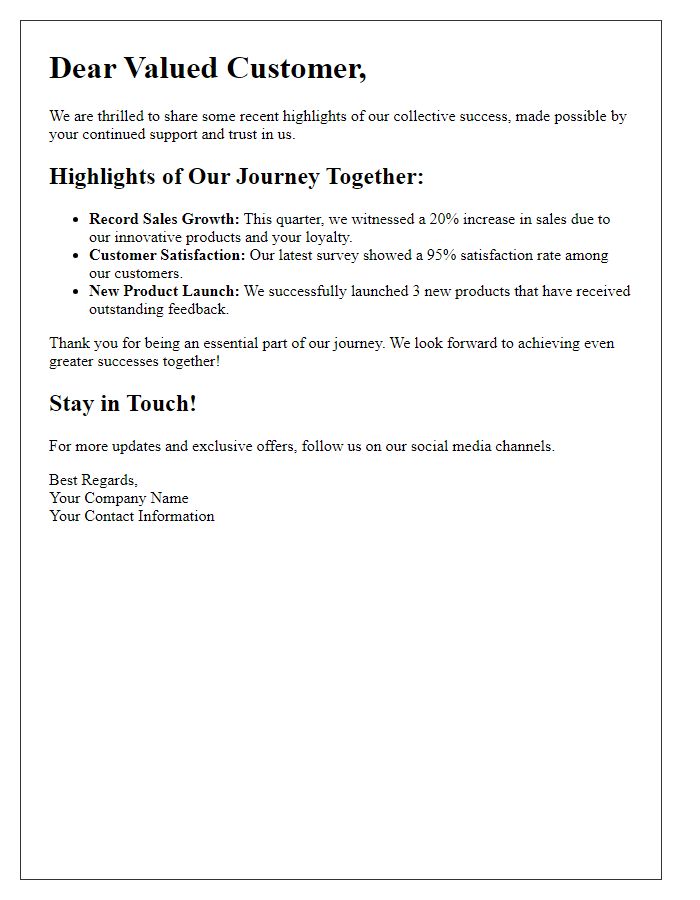 Letter template of success highlights to valued customers.