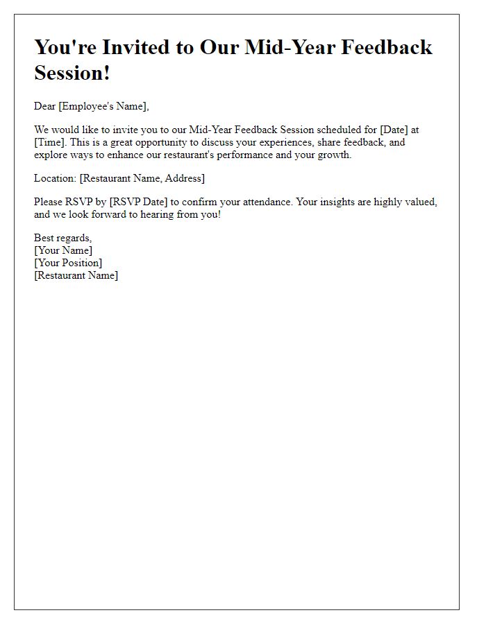 Letter template of Restaurant Mid-Year Feedback Session Invitation