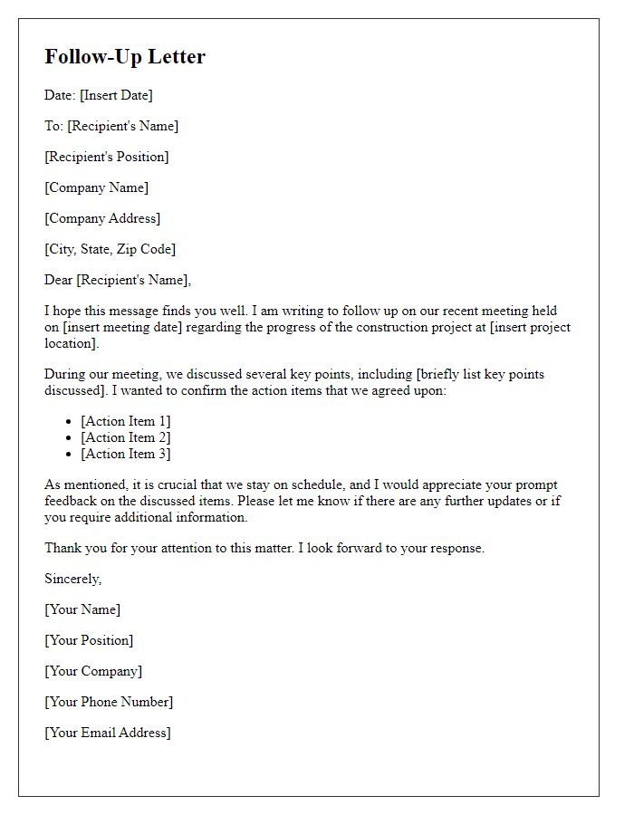 Letter template of follow-up for construction site meeting