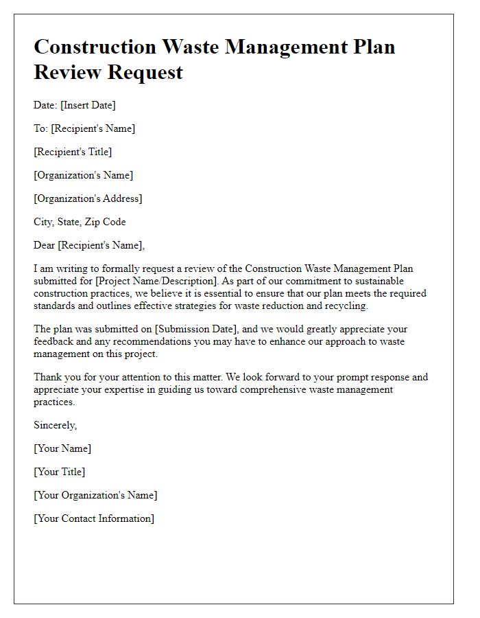 Letter template of construction waste management plan review request