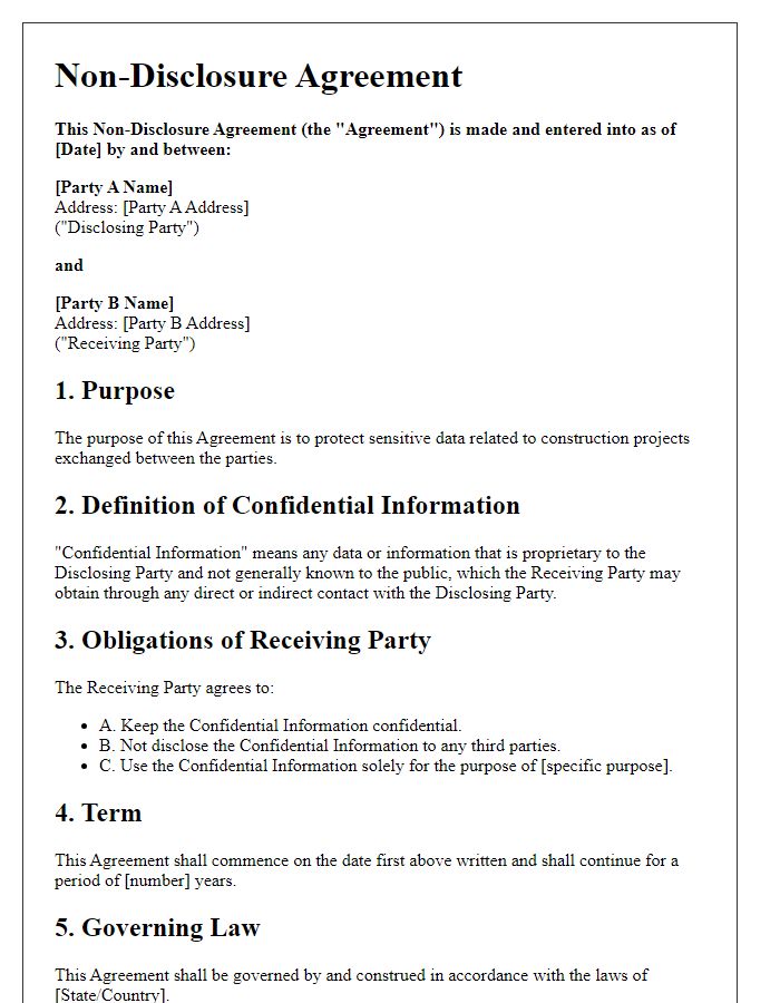 Letter template of NDA for Sharing Sensitive Data in Construction Projects