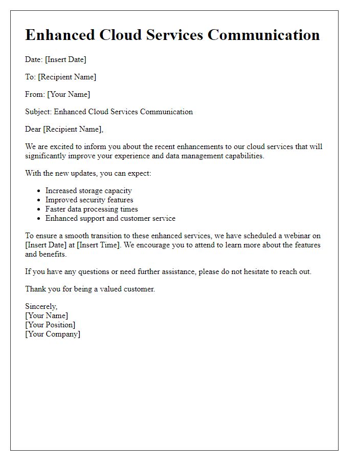 Letter template of Enhanced Cloud Services Communication