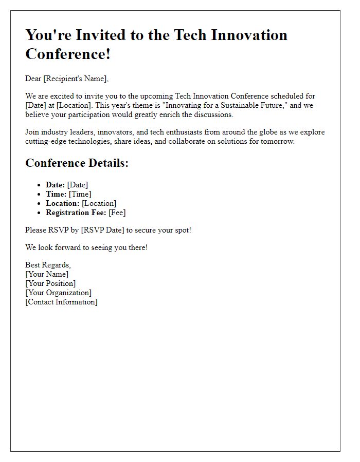 Letter template of invitation to join tech innovation conference