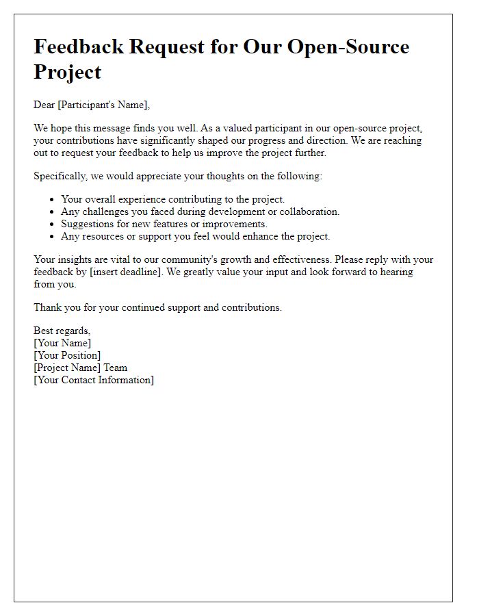 Letter template of feedback request for open-source project participants.