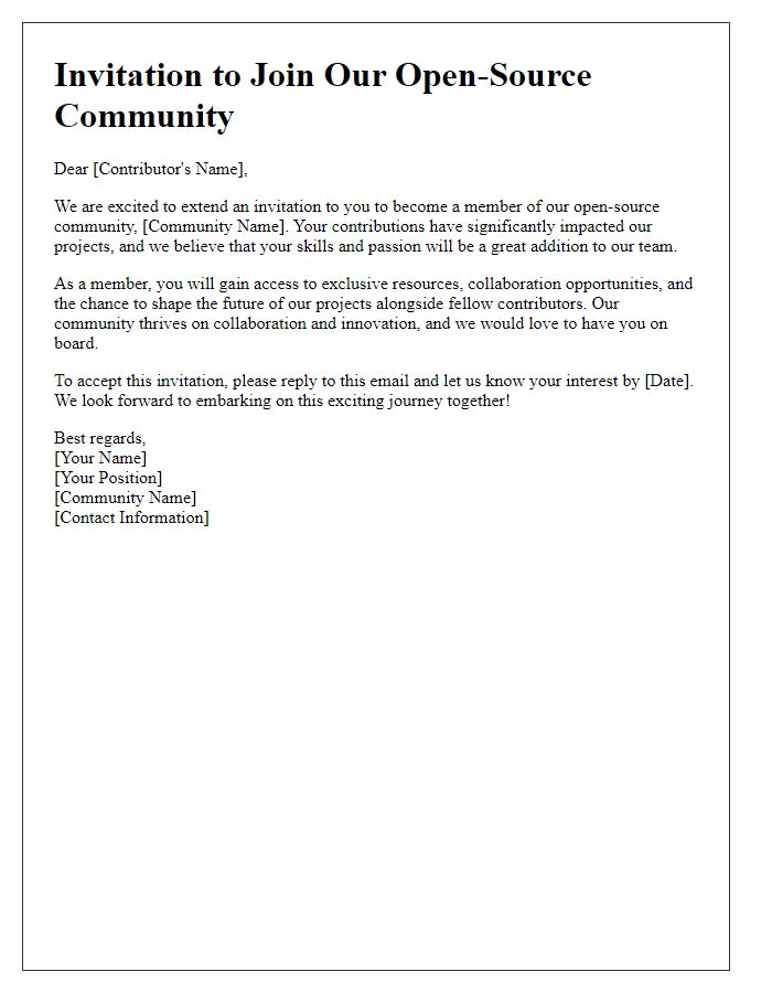 Letter template of membership invitation for open-source contributors.