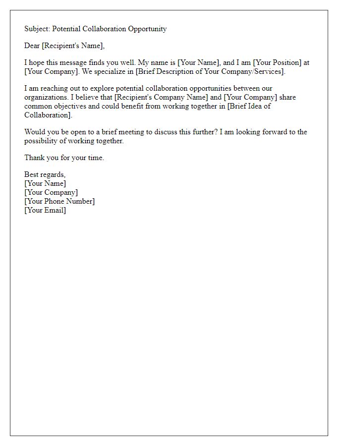 Letter template of concise introduction for B2B collaboration