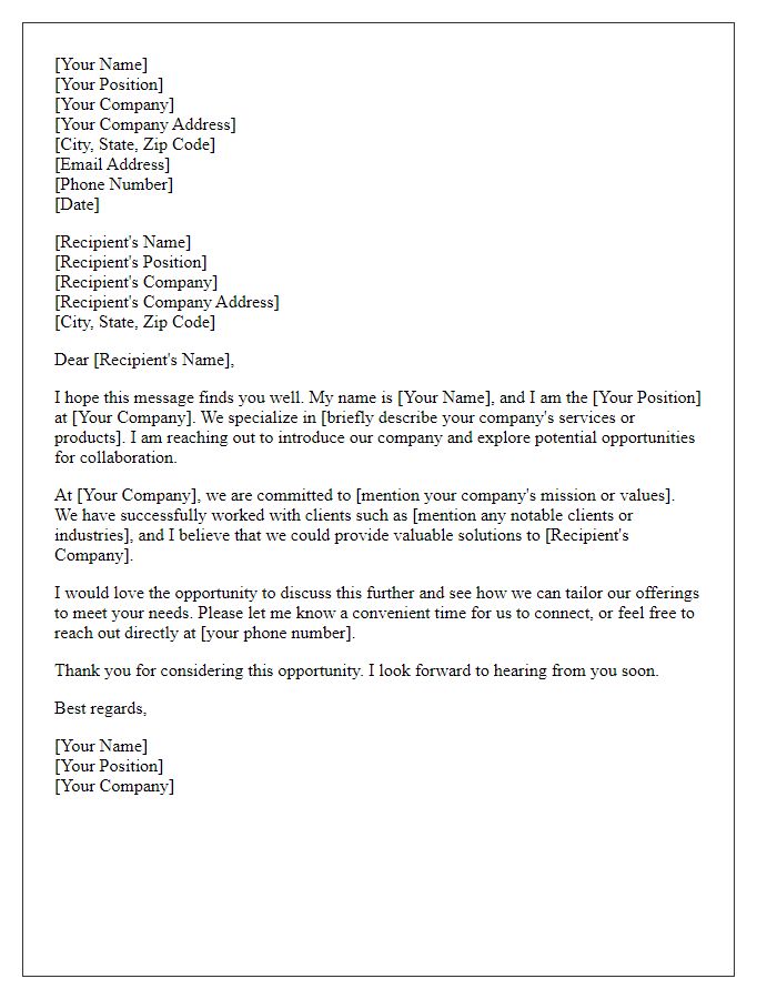 Letter template of formal introduction for prospective B2B clients