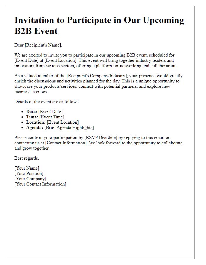 Letter template of inviting introduction for B2B event participation