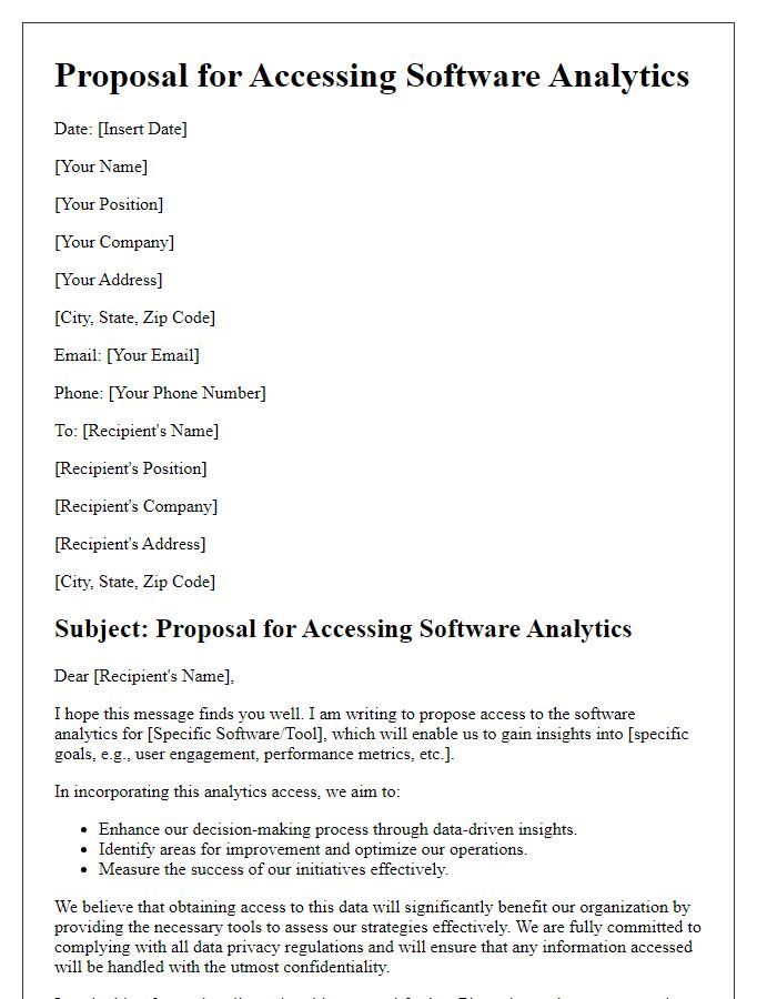 Letter template of proposal for accessing software analytics