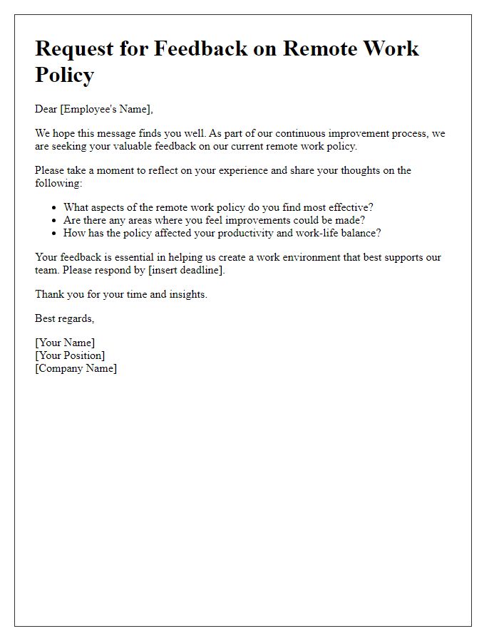 Letter template of remote work policy feedback request