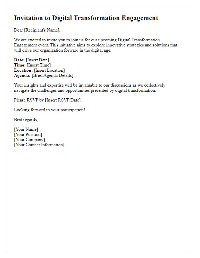 Letter template of digital transformation engagement invitation